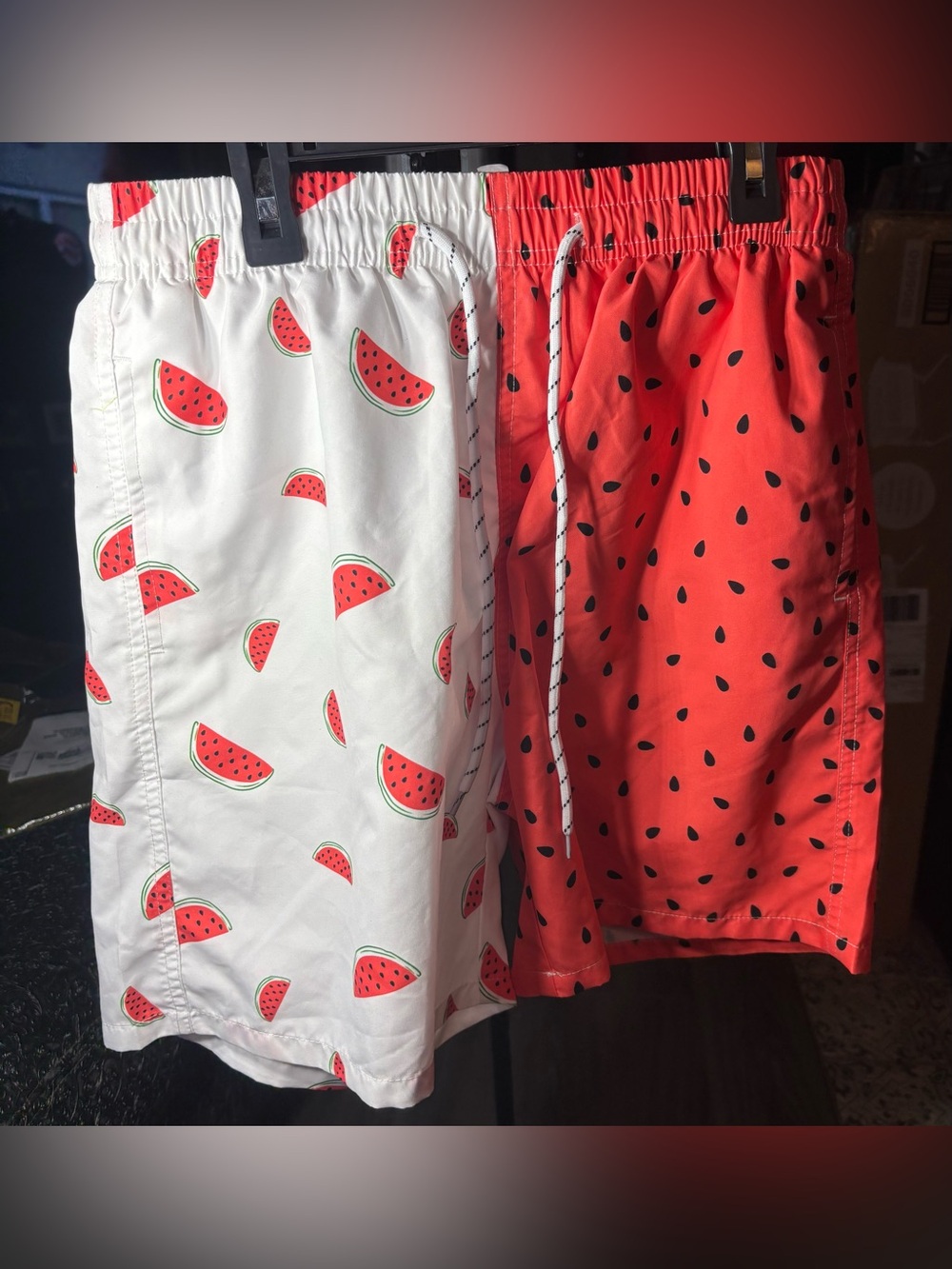 SHEIN Watermelon Print Shorts - Red/White Mens Size Small EPC